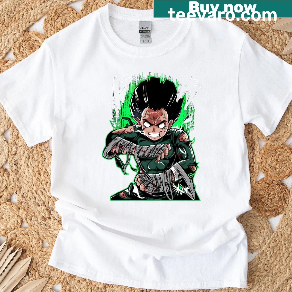 Illustration of Rock Lee character on a t-shirt — on a men's t-shirt