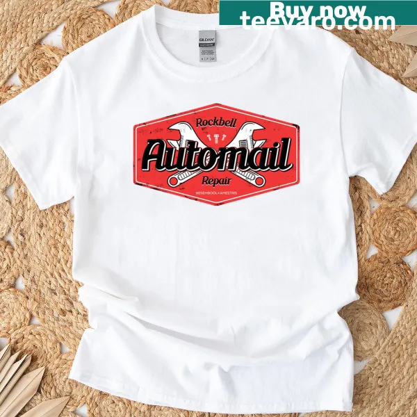 Cartoon-style Rockbell Automail Repair graphic t-shirt