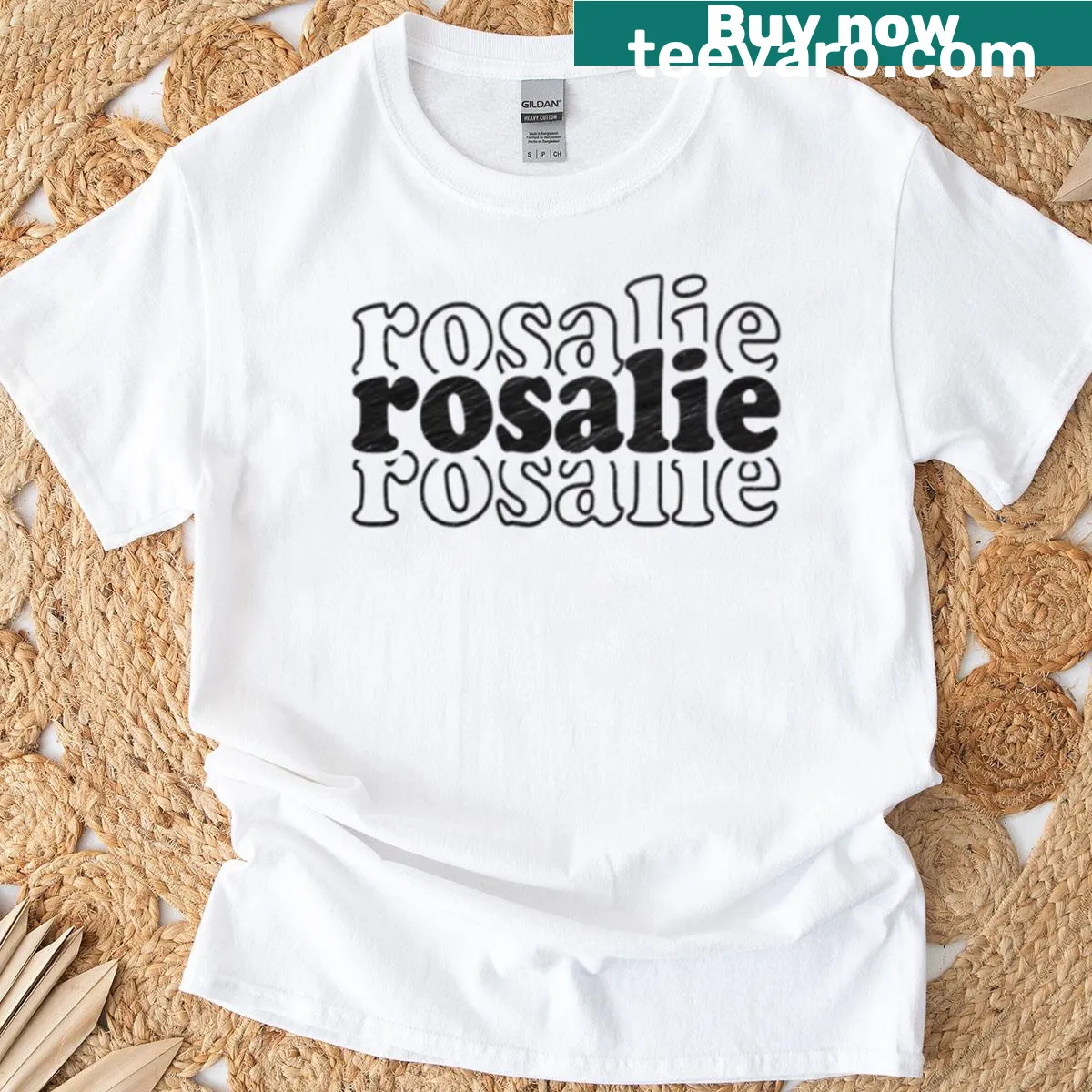 Personalized t-shirt featuring the name Rosalie in elegant typography — on a men's t-shirt