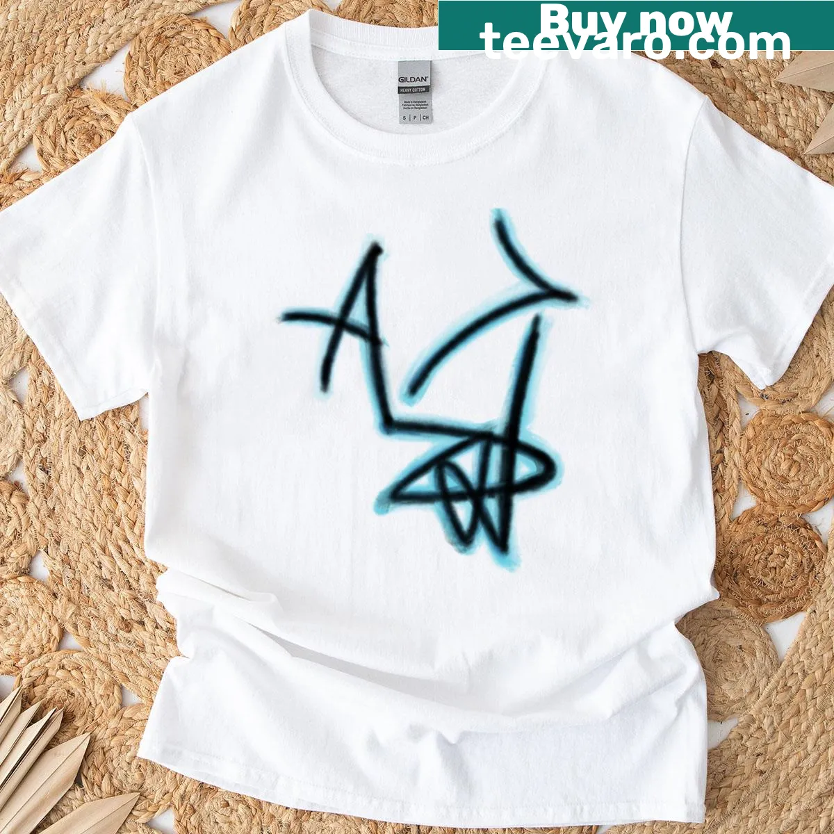 Graffiti-style Round 2 text graphic T-shirt — on a men's t-shirt