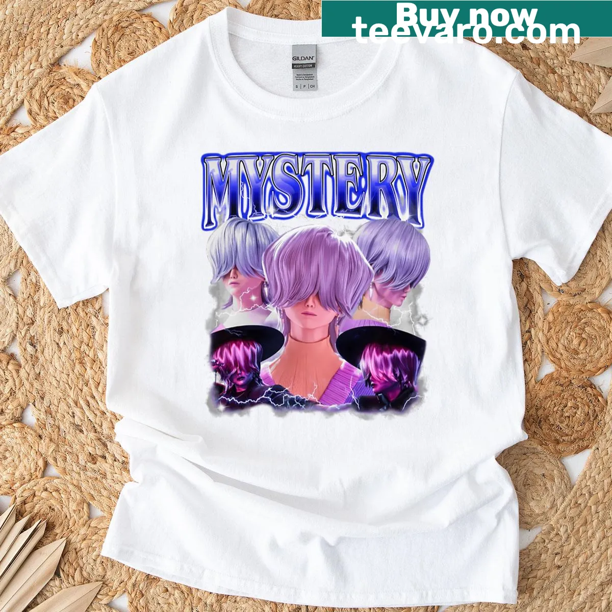 Kpop-themed oversized T-shirt featuring Saja Boys design — on a men's t-shirt