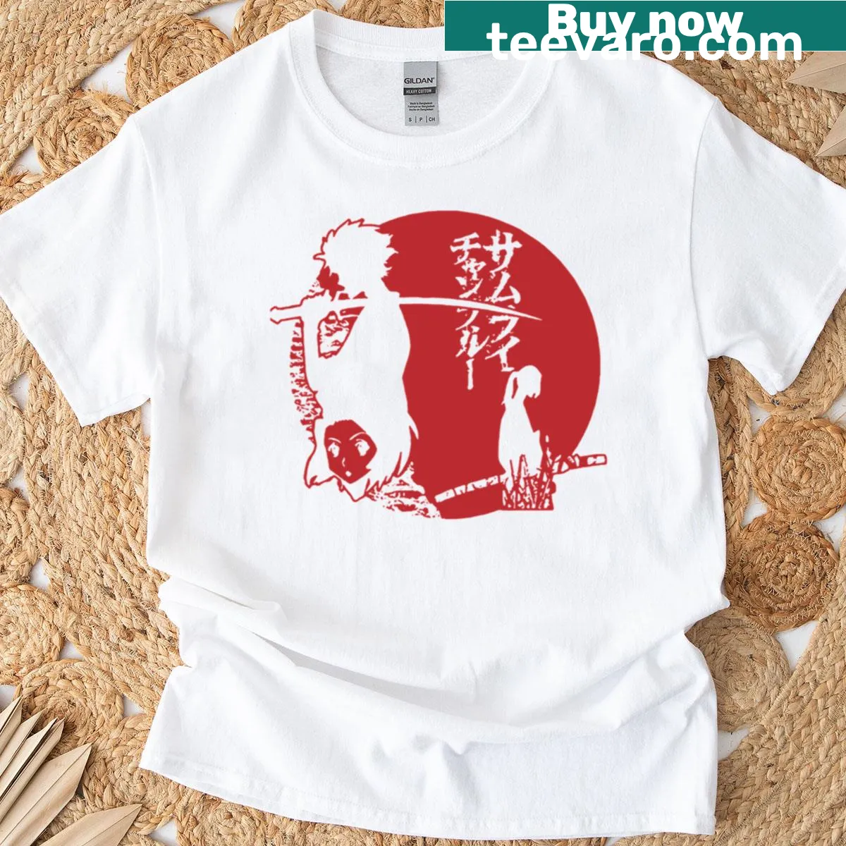 Illustration of Mugen and Jin from Samurai Champloo on a T-shirt — on a men's t-shirt