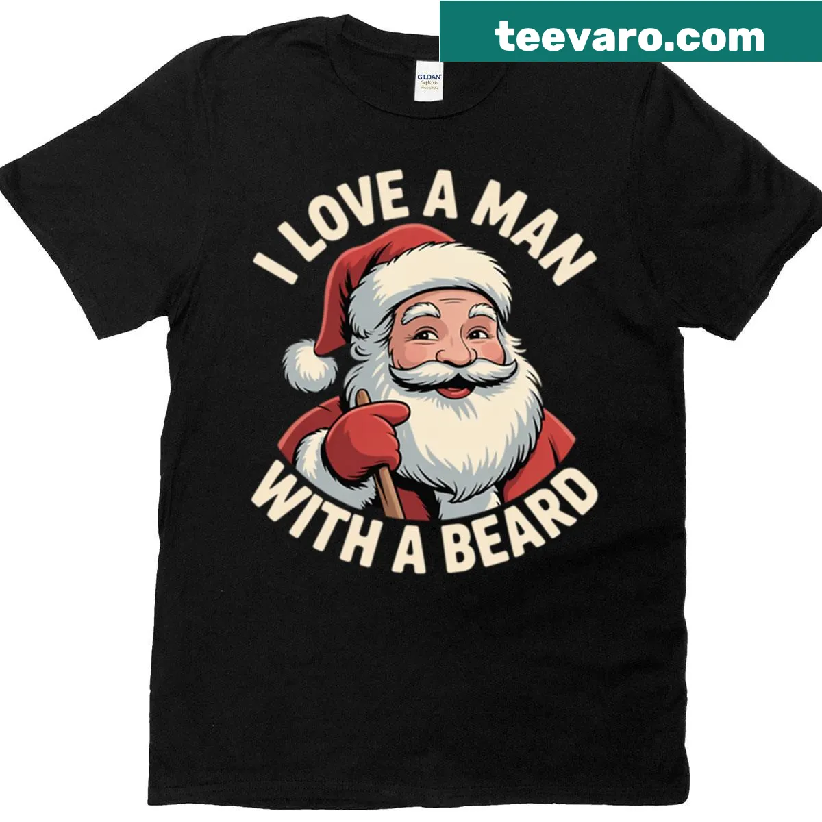 Cute Santa face with beard on Christmas shirt — on a men's t-shirt
