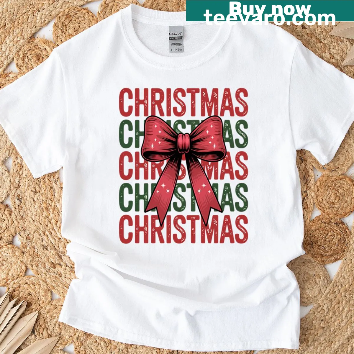 Cute Christmas critters with bows for kids' holiday shirt — on a men's t-shirt
