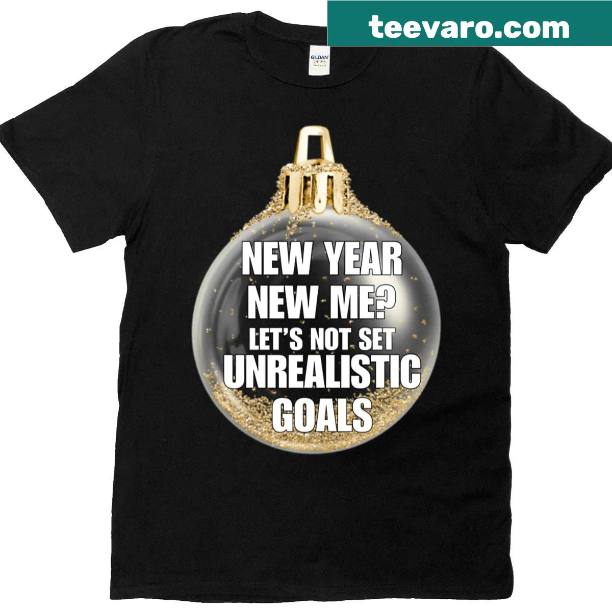 Witty phrase about New Year resolutions in a humorous design. — on a men's t-shirt