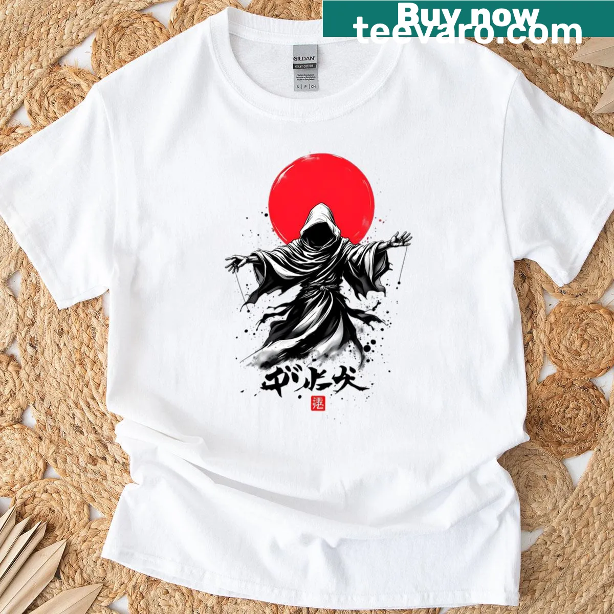Tattoo style art featuring Sasori from Akatsuki on a T-shirt — on a men's t-shirt