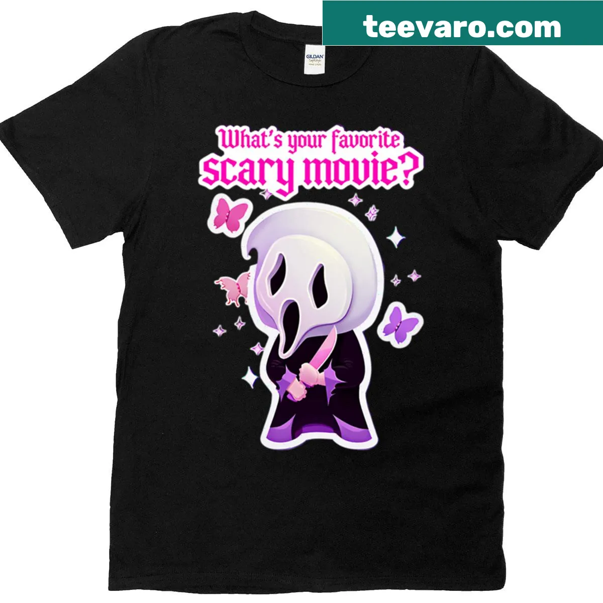A cute cartoon ghost design perfect for Halloween festivities. — on a men's t-shirt