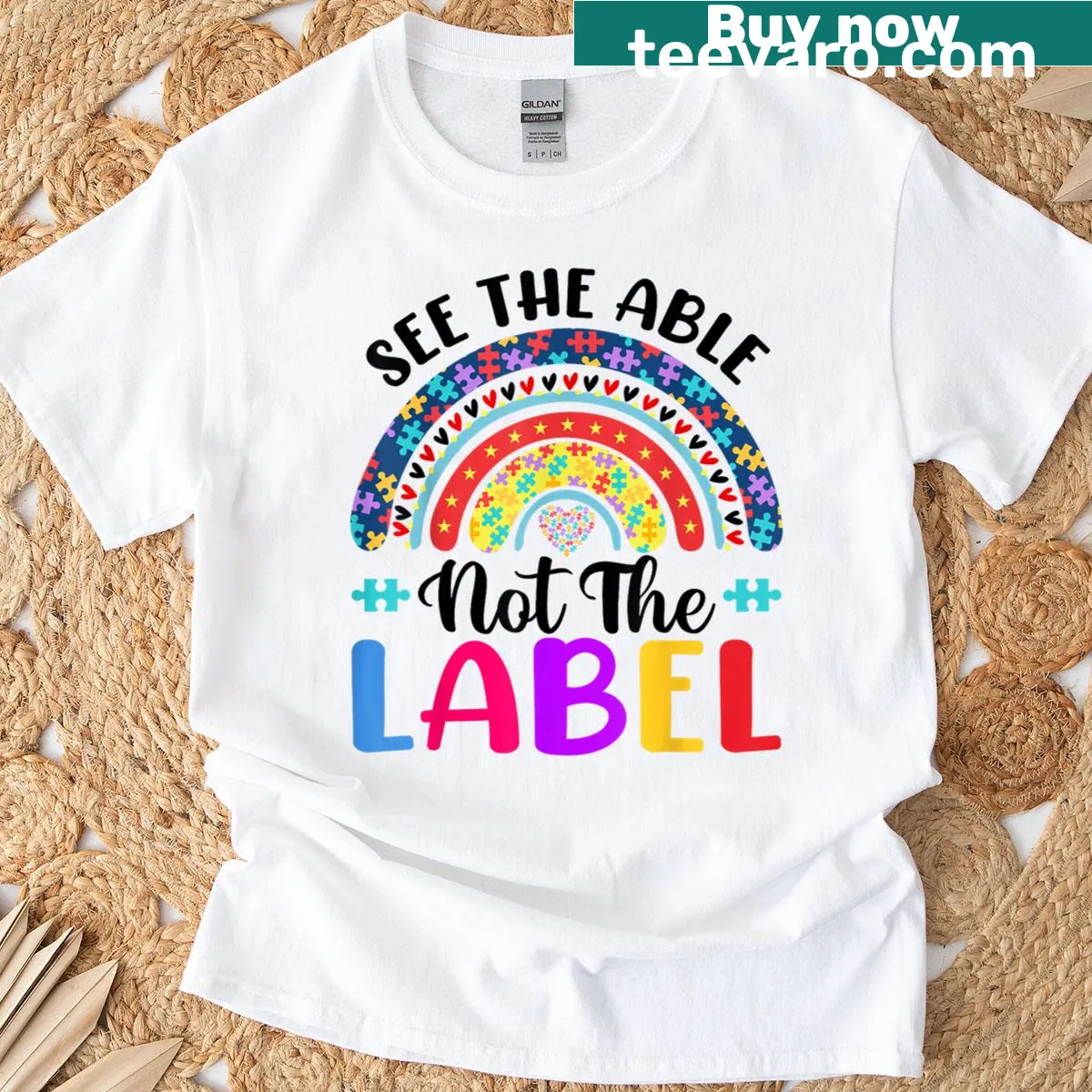 T-shirt featuring 'See The Able Not The Label' in clean typography — on a men's t-shirt