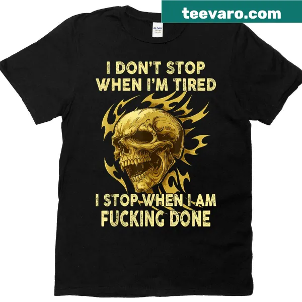 Bold T-shirt with skull graphic and motivational phrase about perseverance