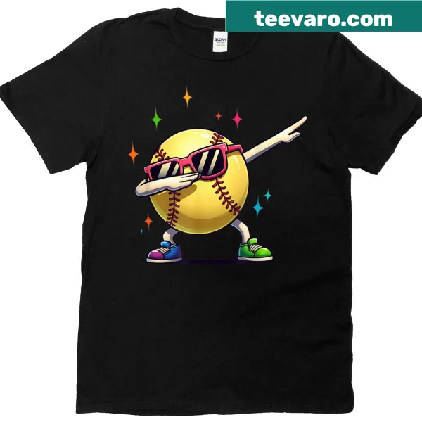 Cartoon T-shirt with a softball player performing the dab dance