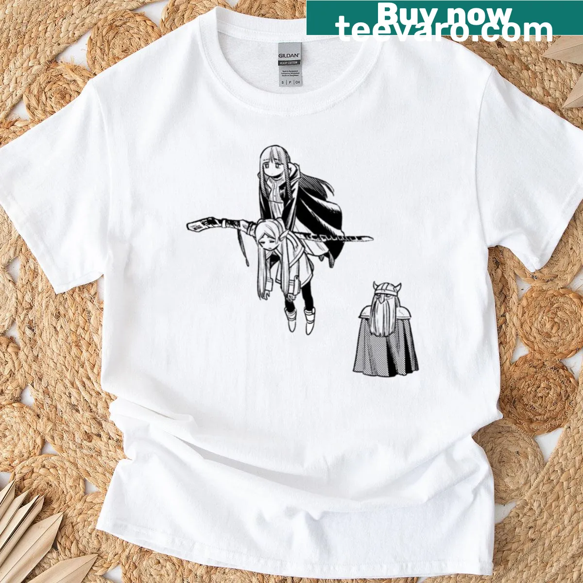 T-shirt featuring artwork from Sousou No Frieren — on a men's t-shirt