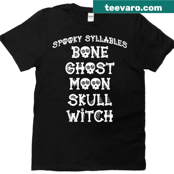 Funny Halloween t-shirt with one-syllable spooky words