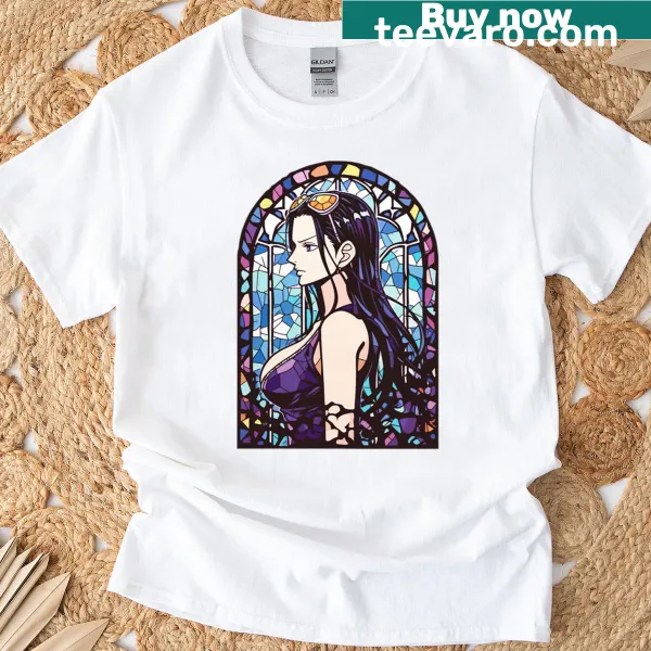 Stained glass devil child graphic t-shirt