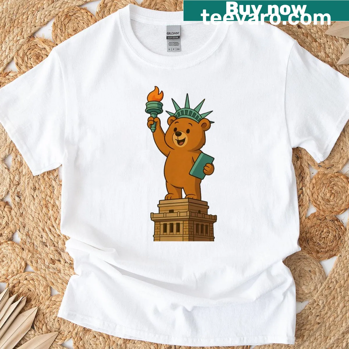 Fun bear illustration on a premium T-shirt for casual outings. — on a men's t-shirt