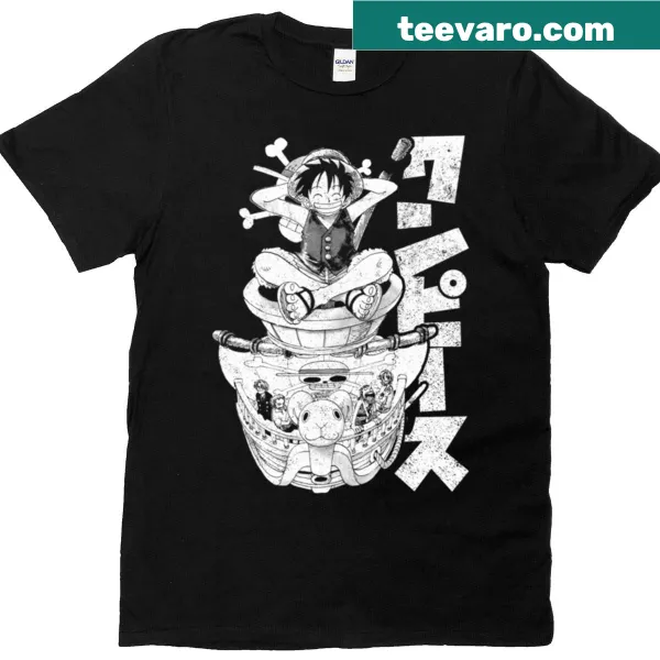 Straw Hats T-shirt featuring playful adventure-themed design