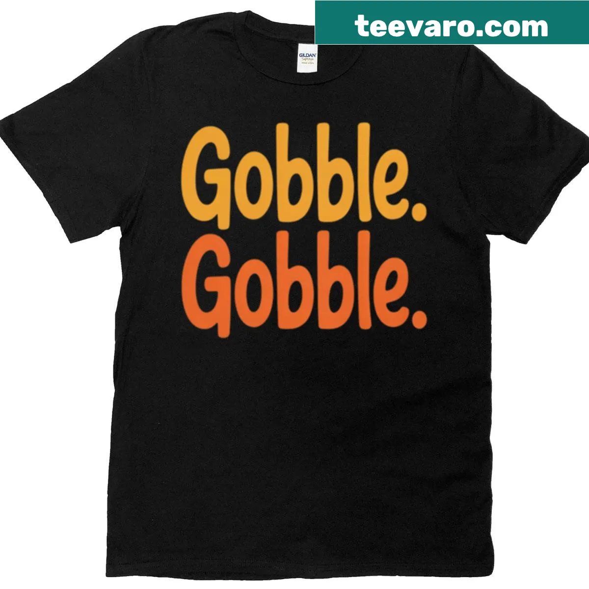 Thanksgiving T-shirt with 'Gobble Gobble' text and turkey graphic — on a men's t-shirt