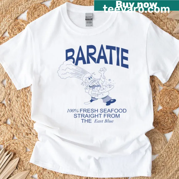 Playful t-shirt featuring a graphic inspired by The Baratie restaurant.
