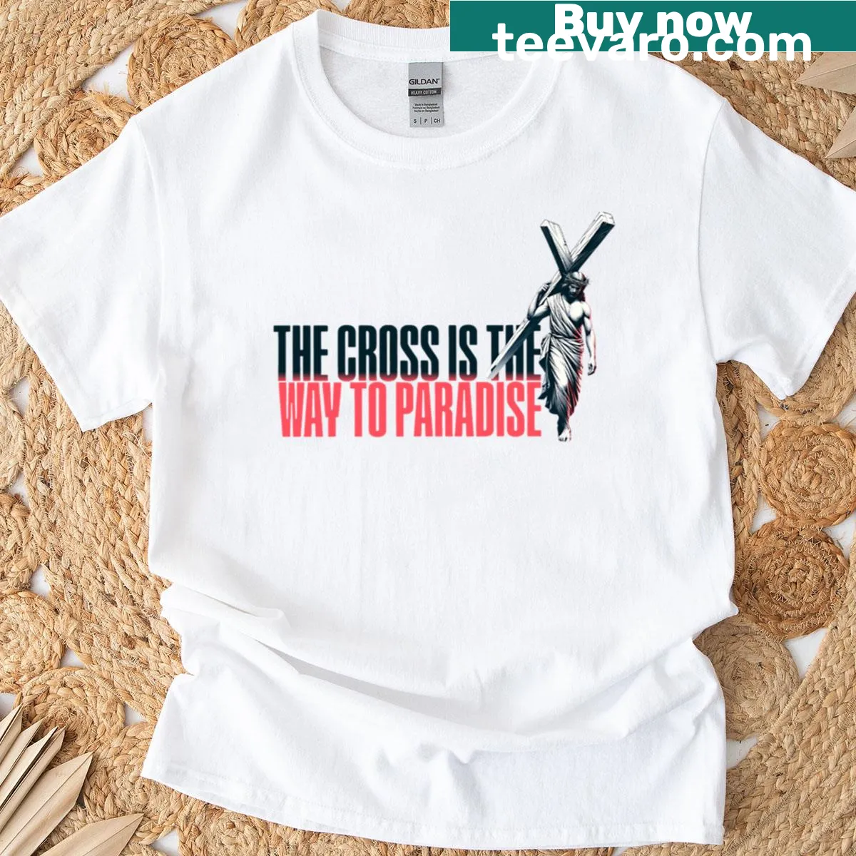 T-shirt with inspirational text about faith and paradise — on a men's t-shirt