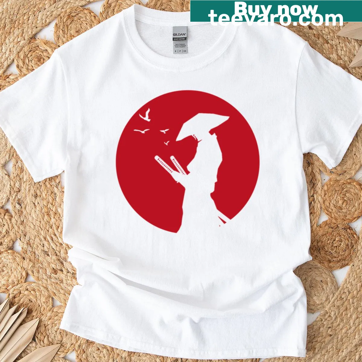 Samurai warrior graphic t-shirt representing honor and bravery — on a men's t-shirt