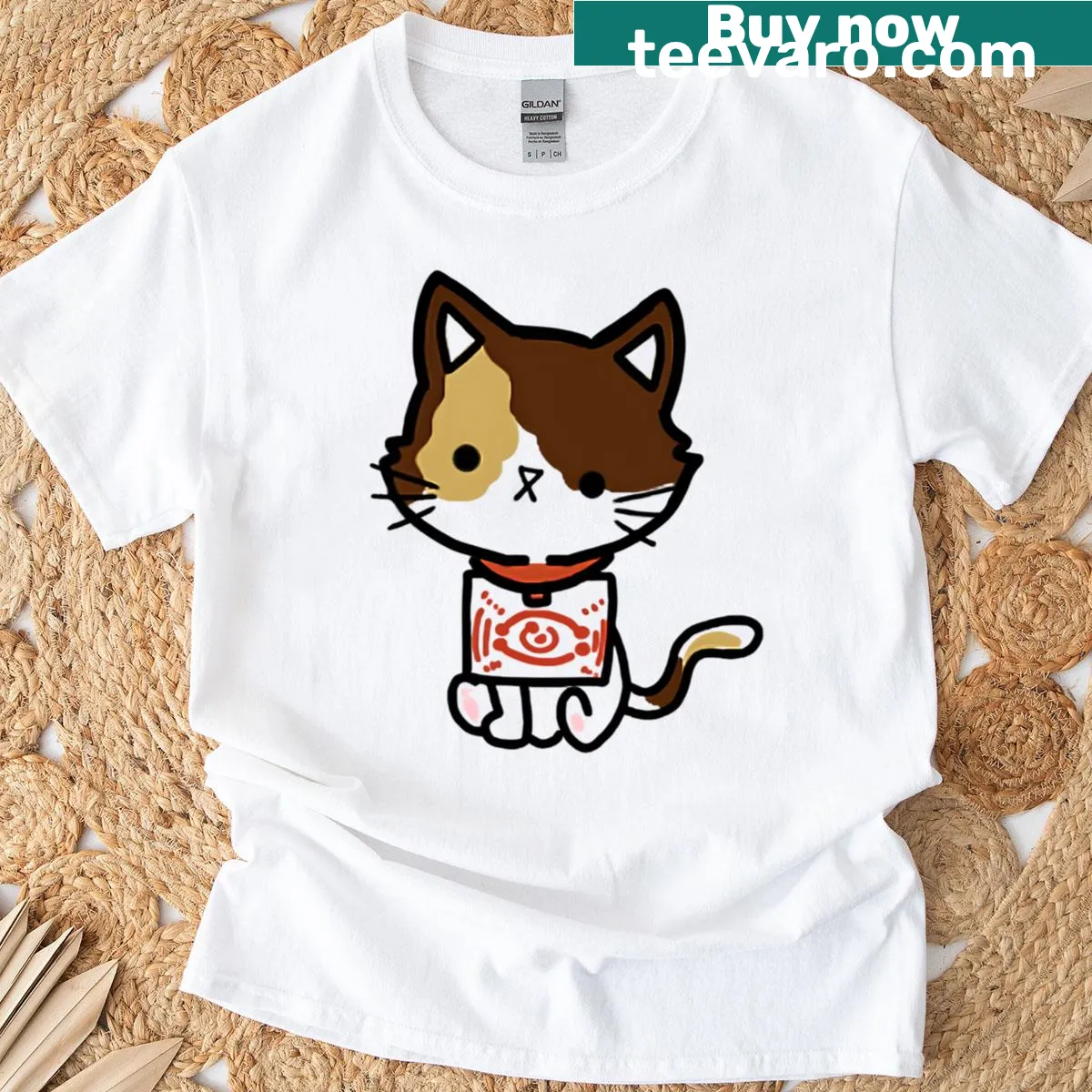 Cute T-shirt with an adorable mini cat graphic — on a men's t-shirt