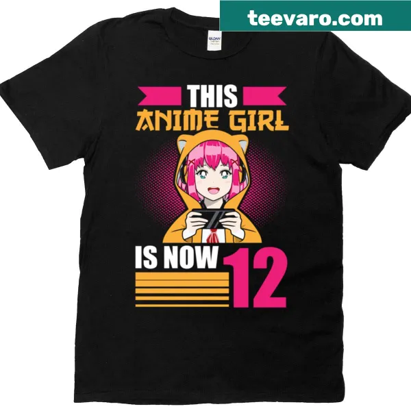 Cute anime girl design for a 12th birthday on T-shirt