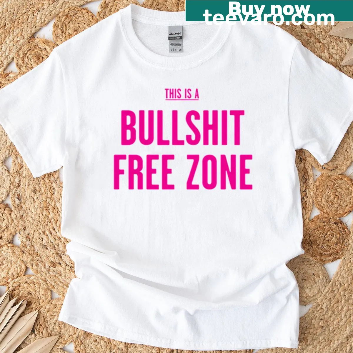 Bold graphic T-shirt with 'This Is A Bullshlt Free Zone' text — on a men's t-shirt