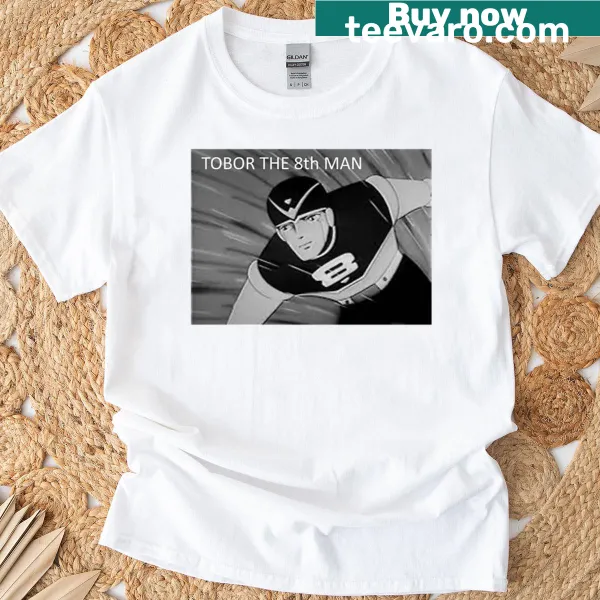 Silhouette of Tobor The 8th Man on a sci-fi themed T-shirt