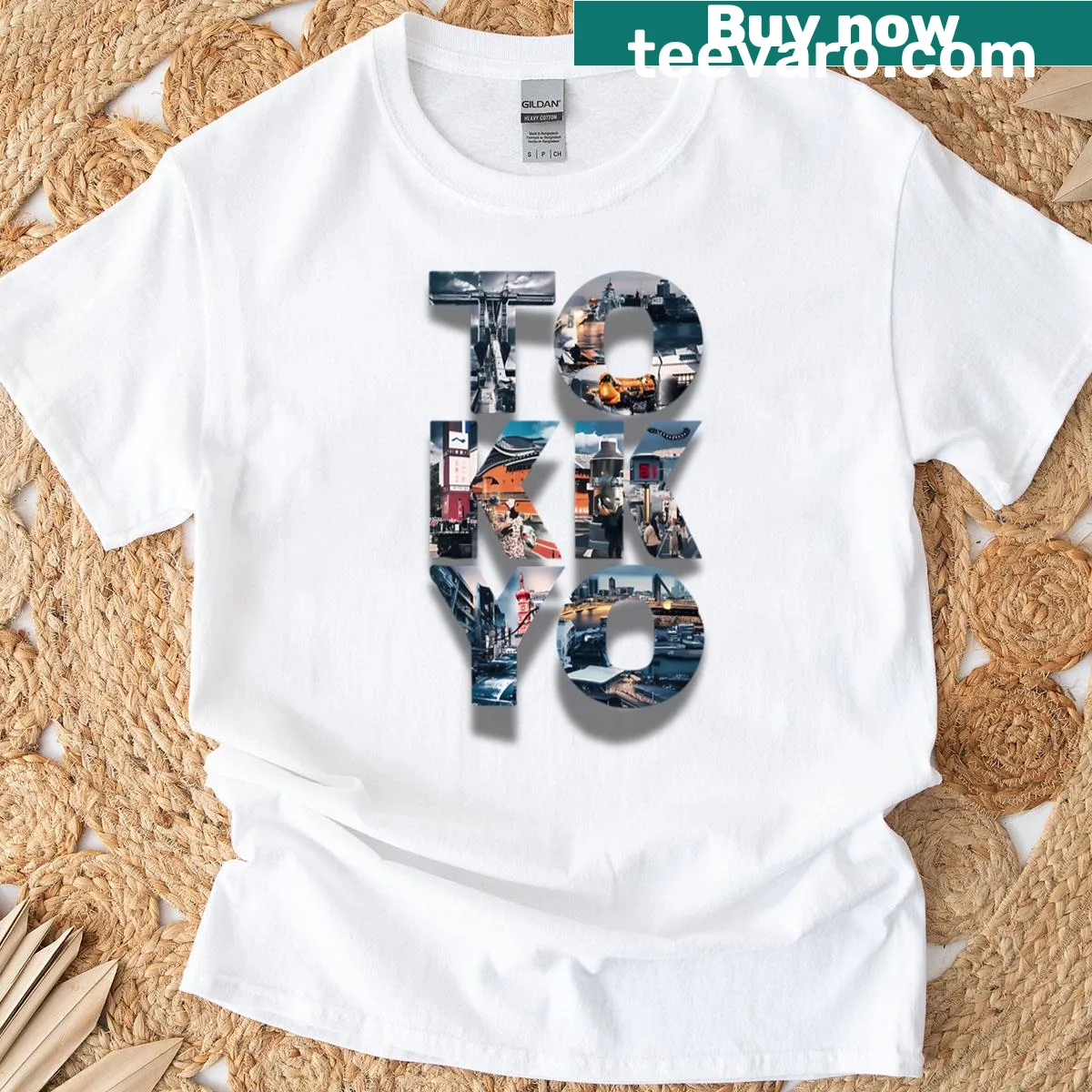 Typographic T-shirt featuring Tokyo City design — on a men's t-shirt
