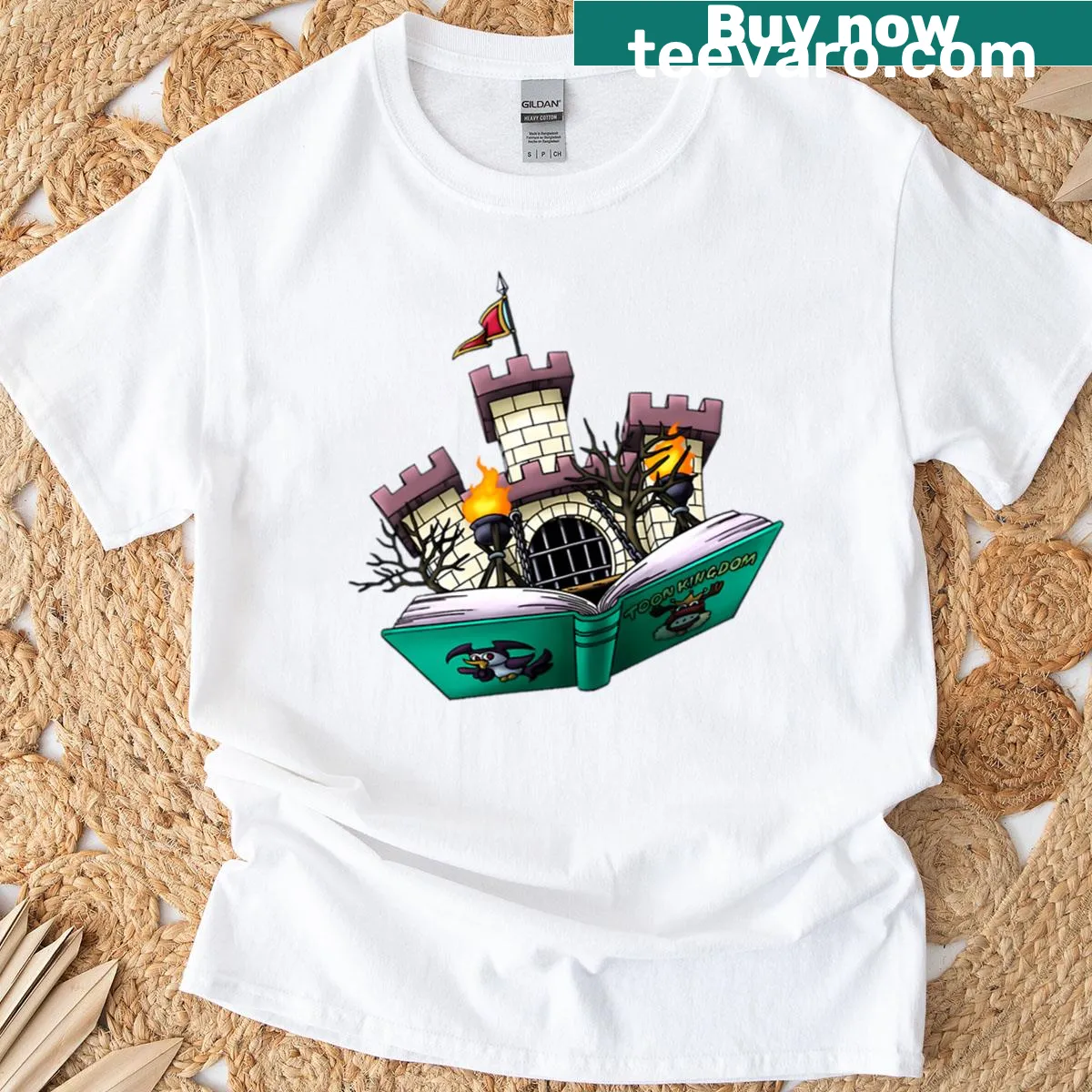 Cartoon-inspired Toon Kingdom t-shirt featuring whimsical characters. — on a men's t-shirt