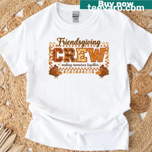 Thanksgiving-themed T-shirt with turkeys and friends design