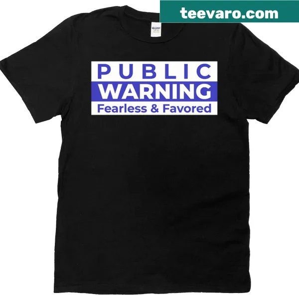 Playful 'Ublic Warning' t-shirt featuring bold text design
