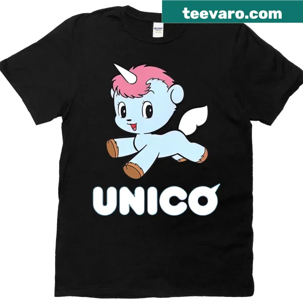 Anime-inspired t-shirt featuring a playful unicorn illustration