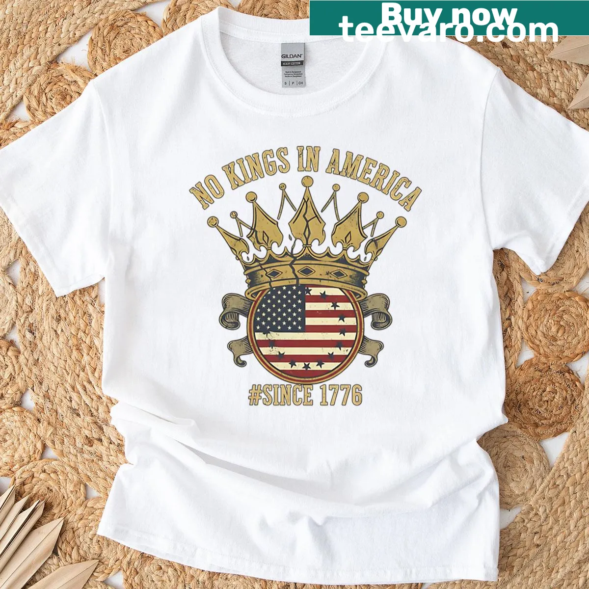 Vintage T-shirt with a patriotic message about American independence. — on a men's t-shirt