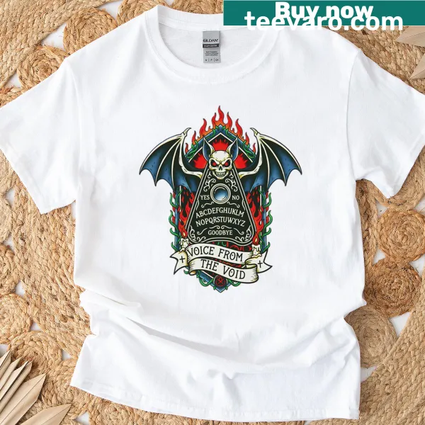 Retro horror T-shirt with a bat and Ouija board design