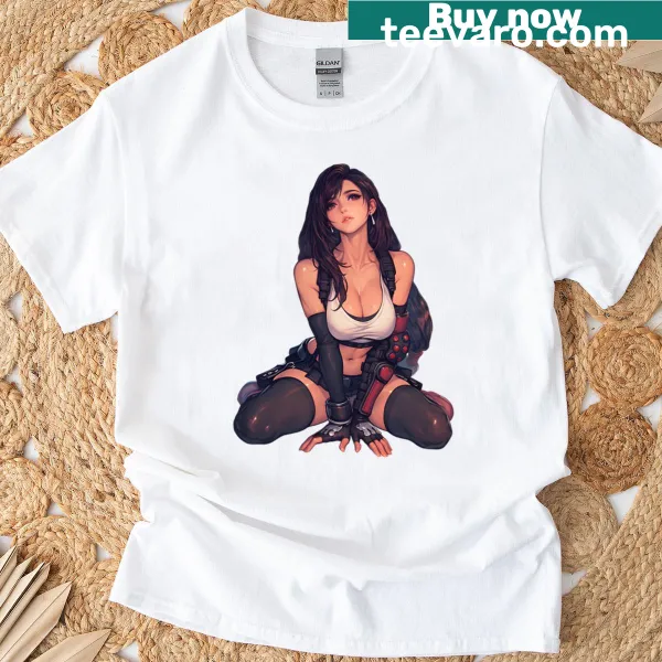 Illustrated t-shirt featuring Tifa from anime with a stunning design