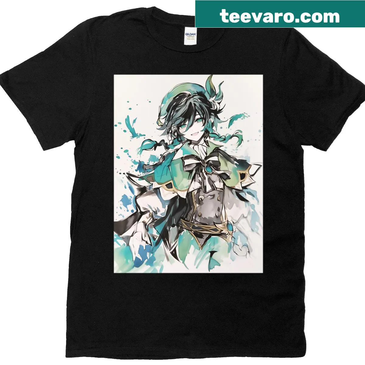 Artistic watercolor graphic of a venti drink on a t-shirt — on a men's t-shirt