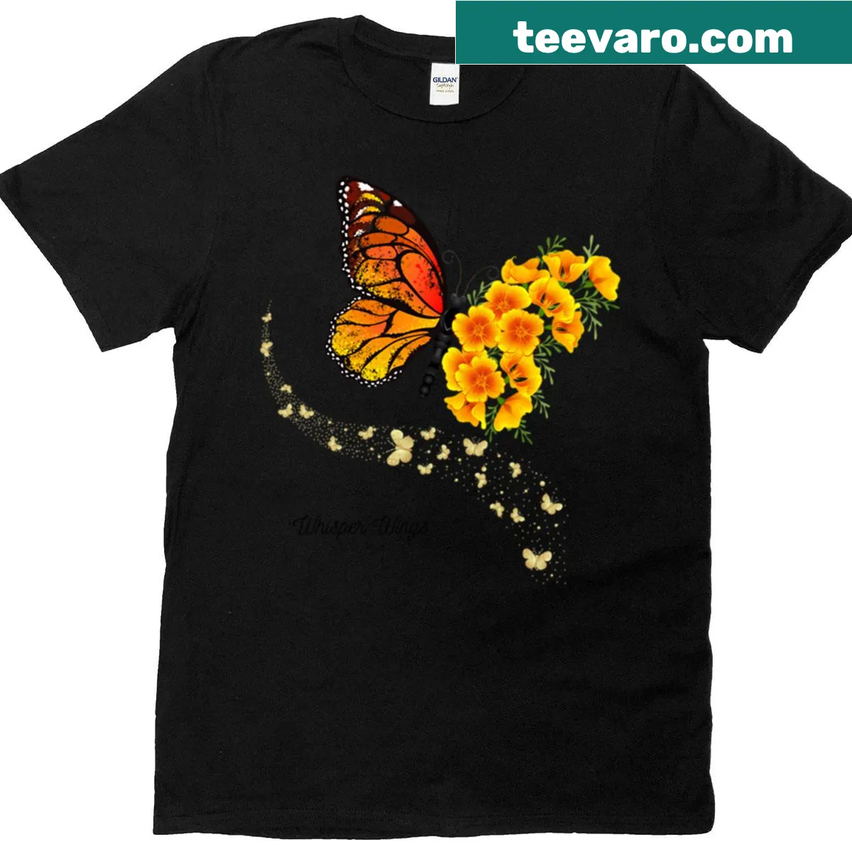 Silhouette of delicate wings on a t-shirt — on a men's t-shirt
