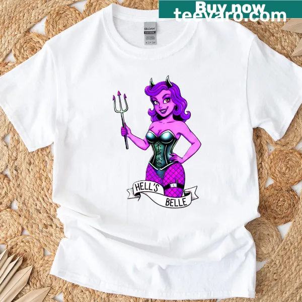 Pinup girl in a Halloween costume on a cute T-shirt