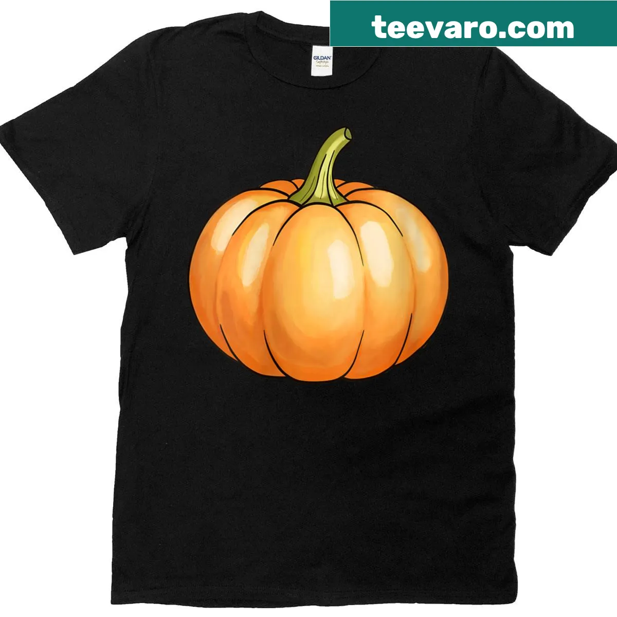 Cute fall-themed t-shirt featuring a pumpkin design — on a men's t-shirt