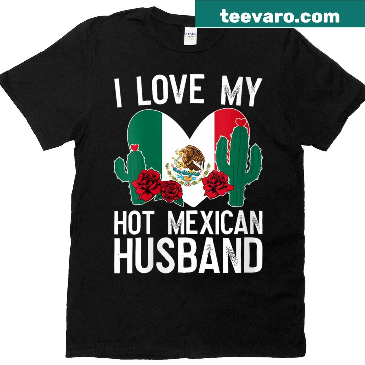 Heartwarming t-shirt with 'I Love My Mexican Husband' text — on a men's t-shirt