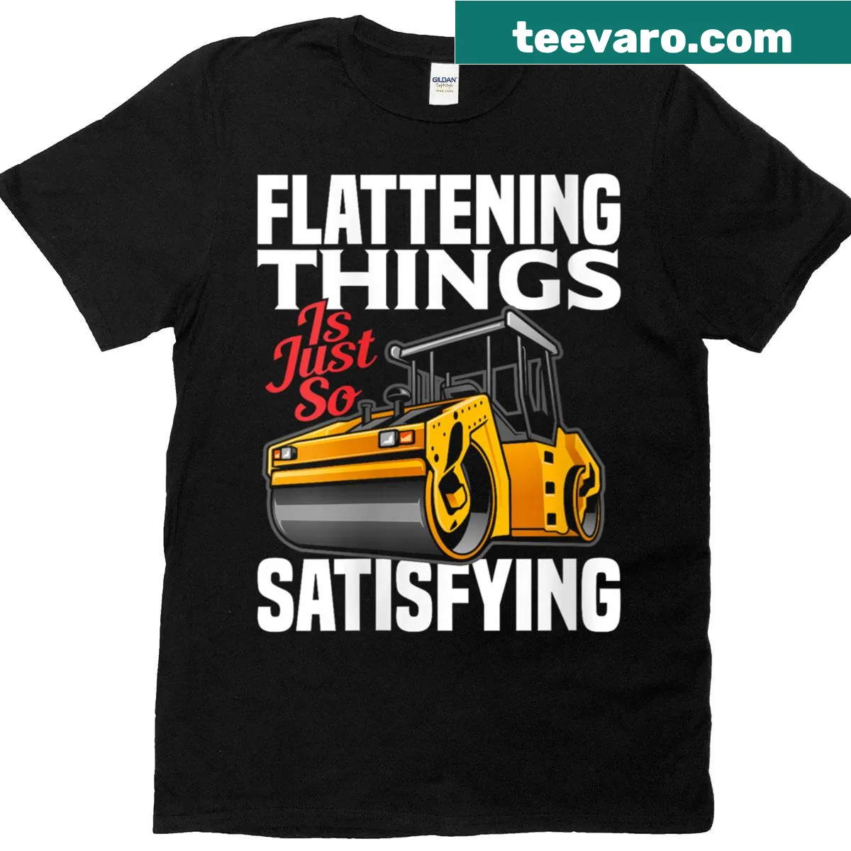Vintage-style t-shirt with a humorous steamroller graphic — on a men's t-shirt