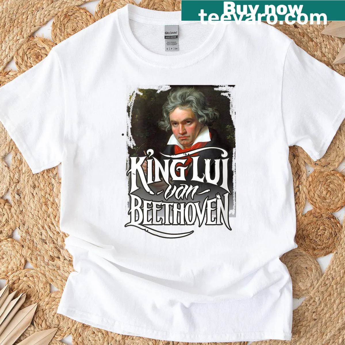Funny classical music T-shirt featuring a Beethoven meme — on a men's t-shirt