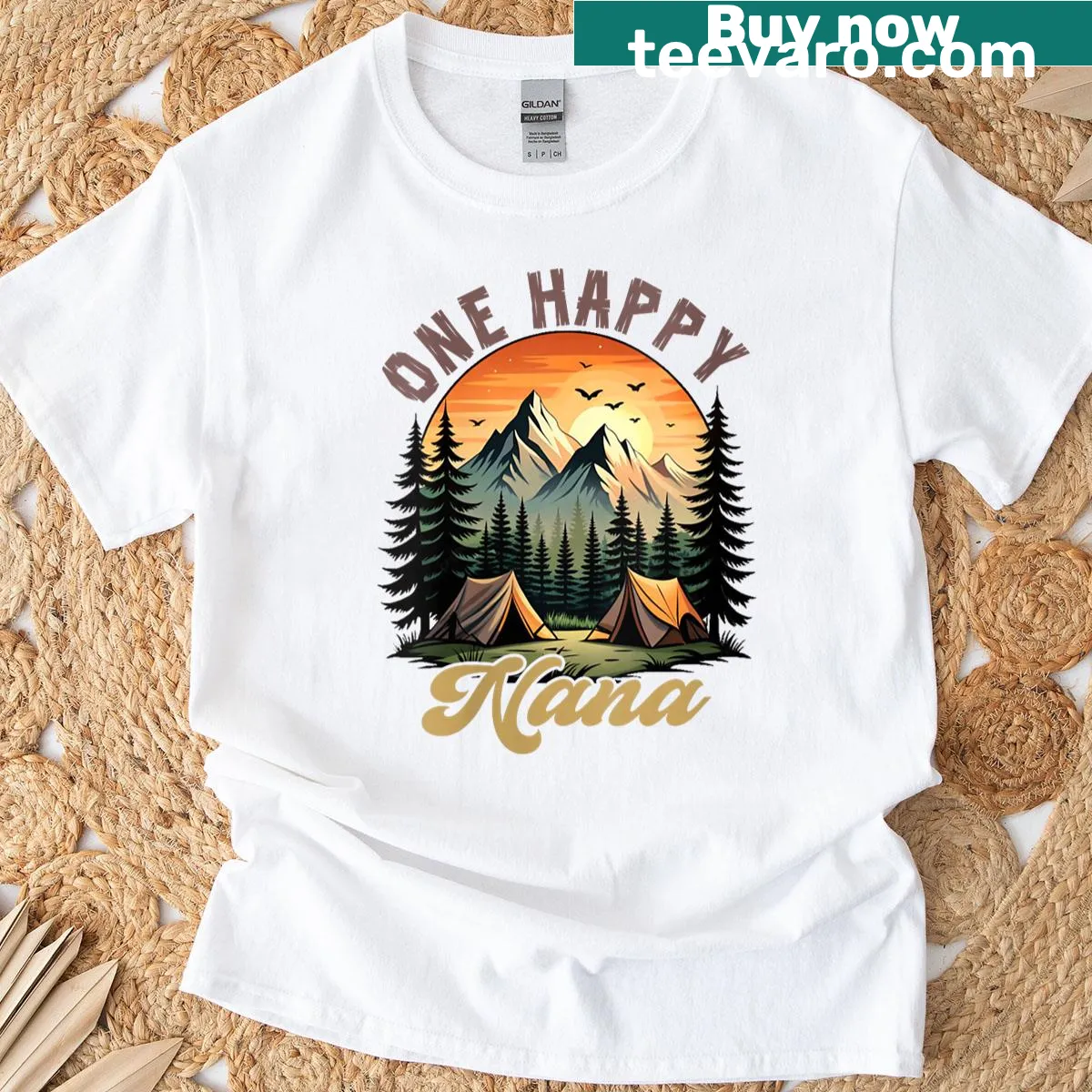 Heartwarming T-shirt for grandmothers with camping bear graphic — on a men's t-shirt