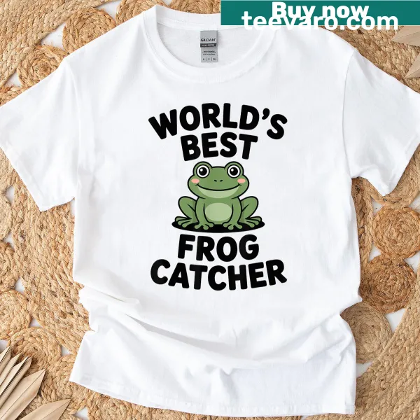 Graphic tee claiming World's Best Frog Catcher title