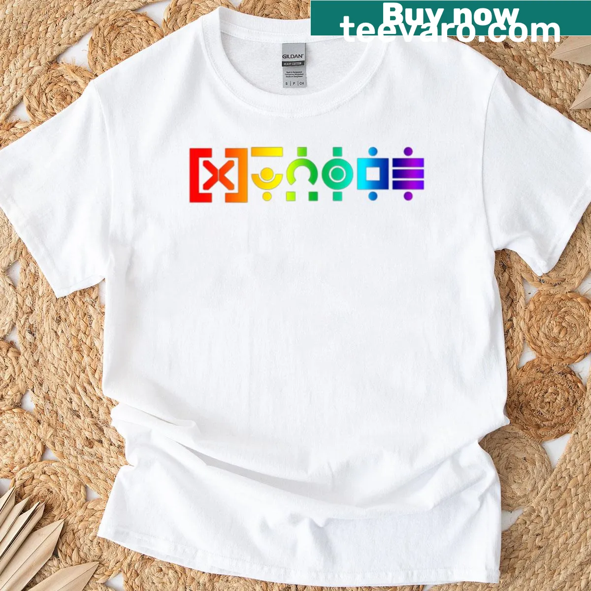 Xpride t-shirt featuring Krakoan language graphic — on a men's t-shirt