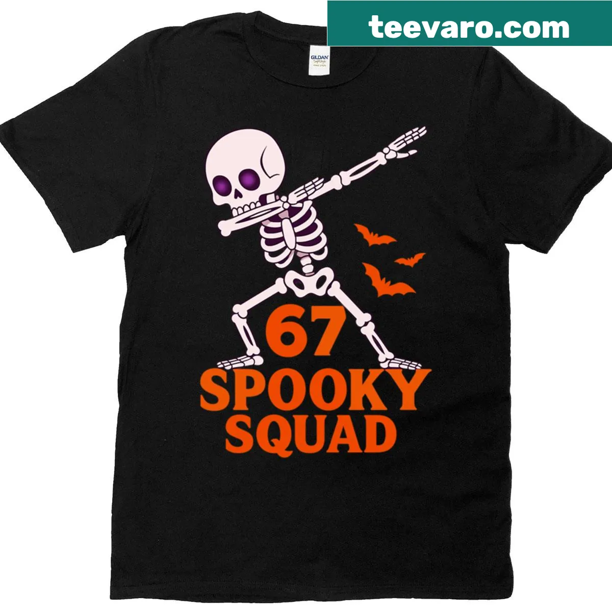 Funny skeleton design with numbers six and seven for kids — on a men's t-shirt