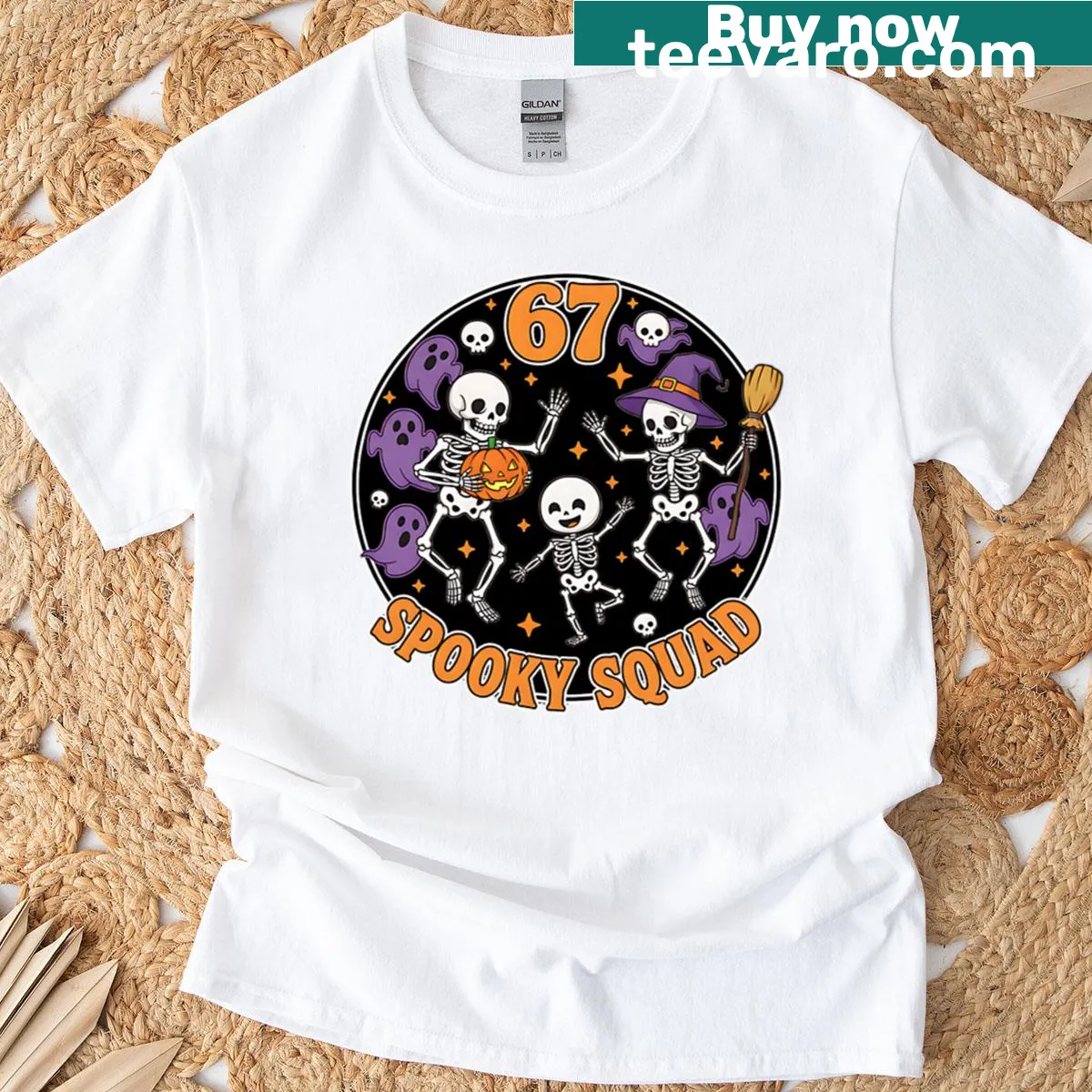 Skeleton party design for Halloween with playful skeletons — on a men's t-shirt