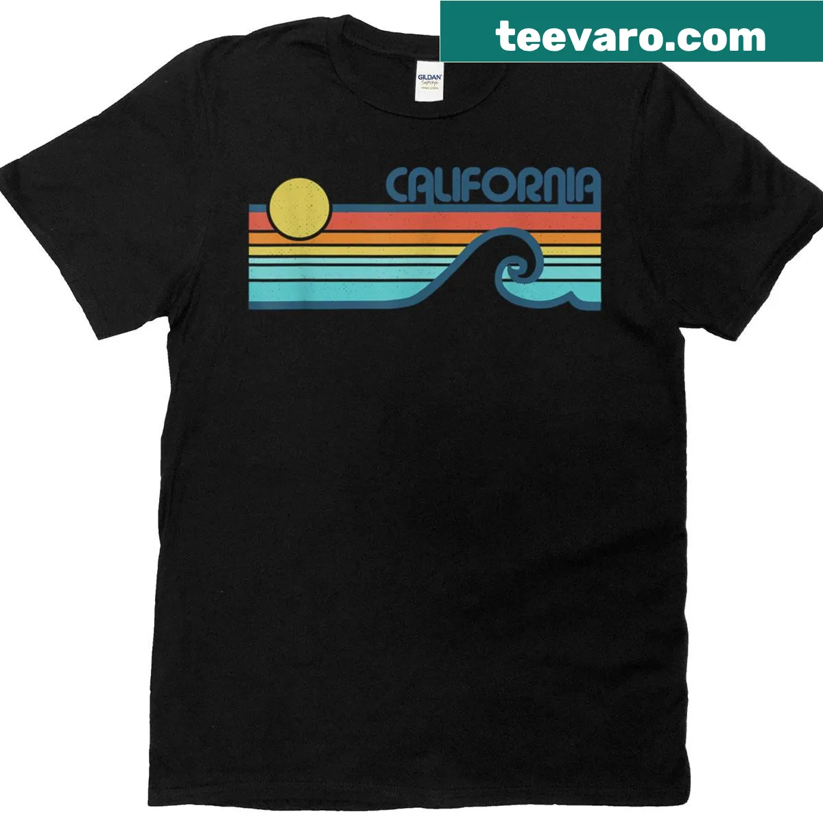 Vintage retro California-themed T-shirt with a nostalgic design — on a men's t-shirt
