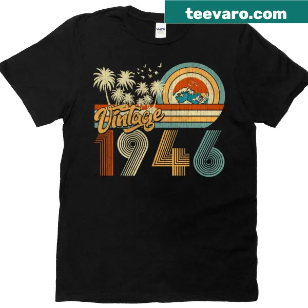 Vintage 80th birthday T-shirt with 'Made In 1946' text