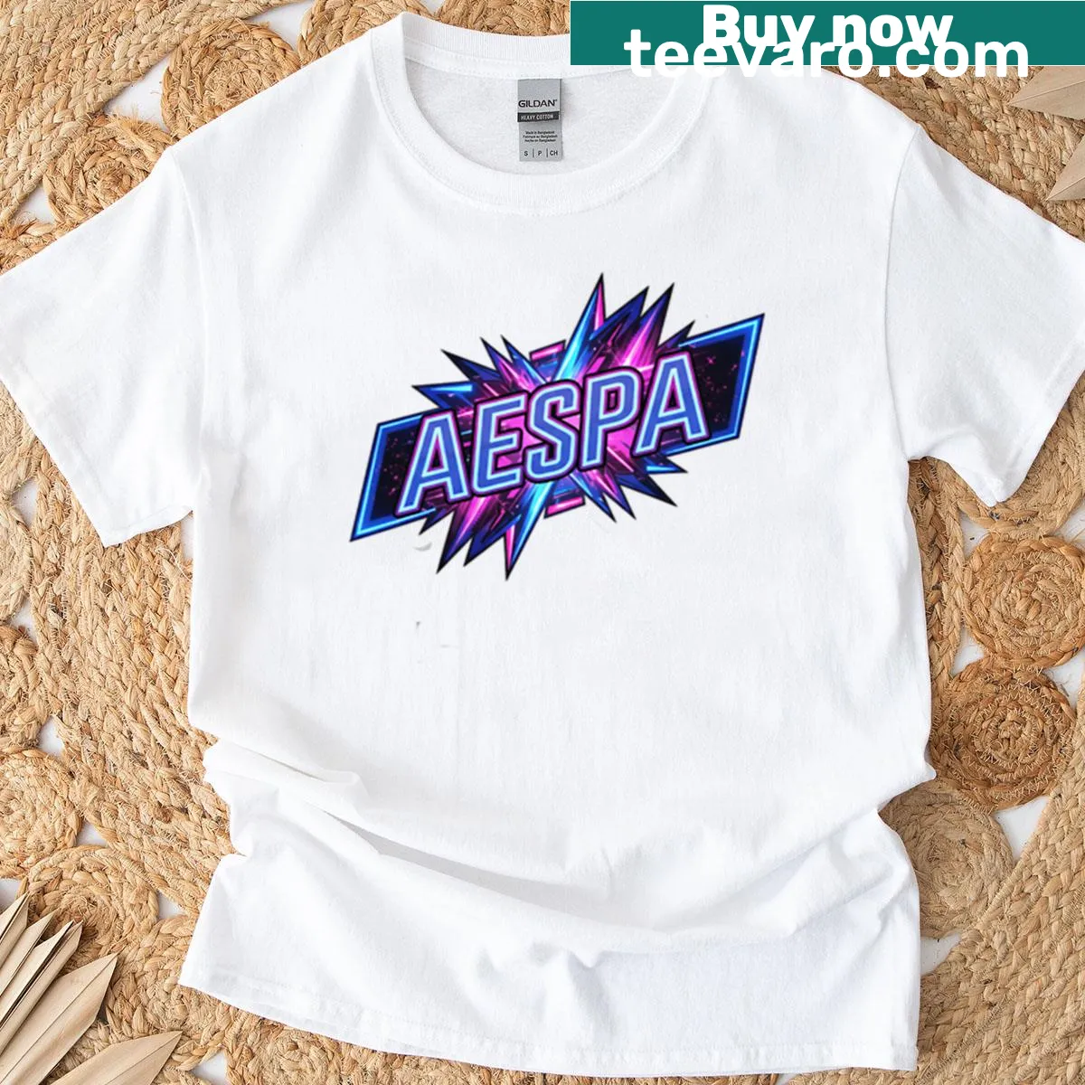 Stylish silhouette design featuring Aespa Vi — on a men's t-shirt